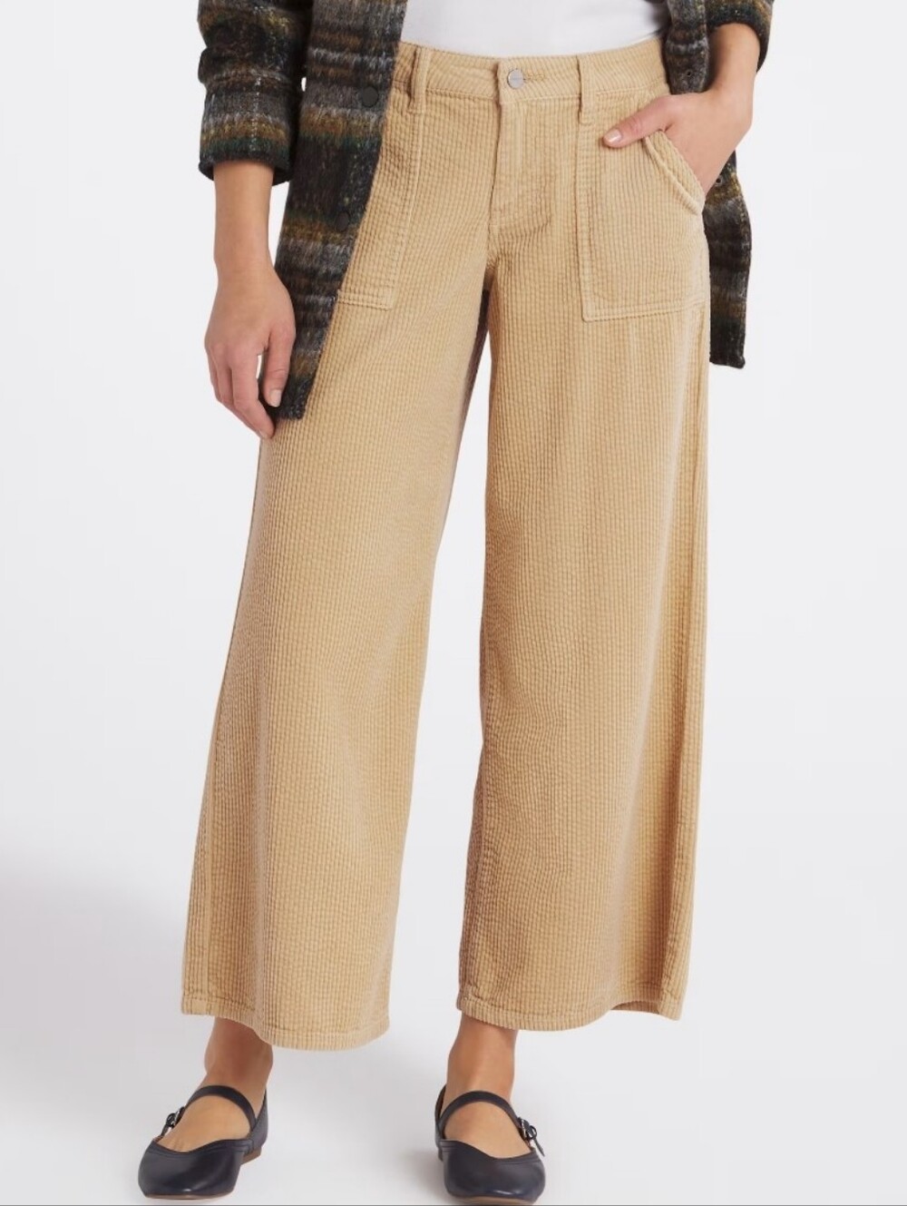 PROSPERITY Pork Chop Pocket Crop Wide Leg Corduroy, Size 12